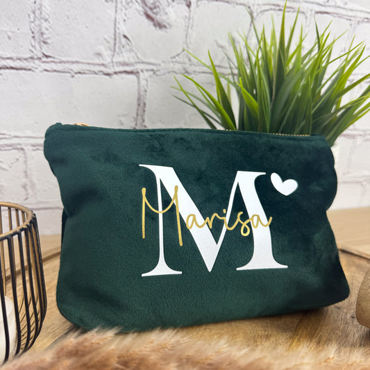 Kosmetiktasche Samt mit Initiale und Name