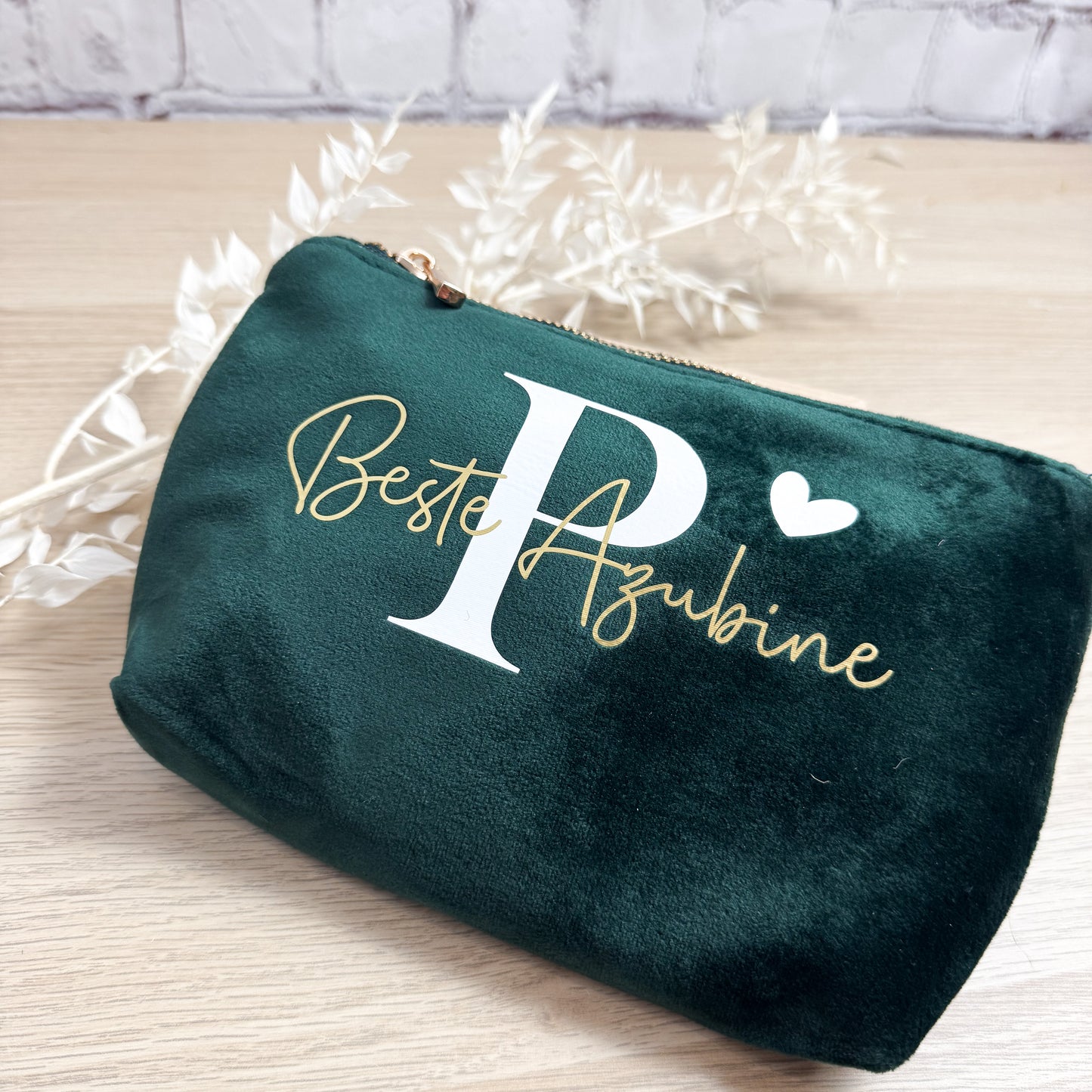 Kosmetiktasche Samt mit Initiale und Name