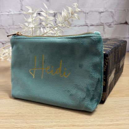 Kosmetiktasche mit Name aus Samt