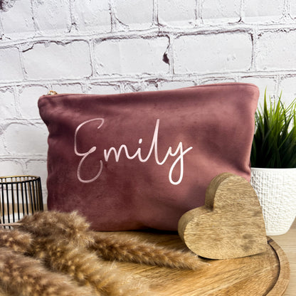 Kosmetiktasche mit Name aus Samt