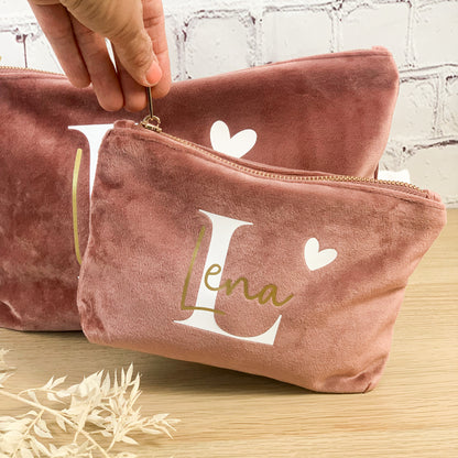 Kosmetiktasche Samt mit Initiale und Name