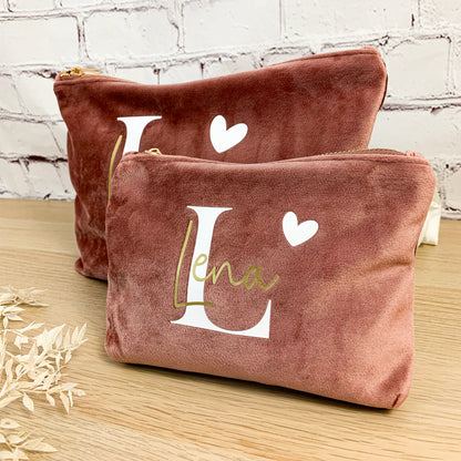 Kosmetiktasche Samt mit Initiale und Name