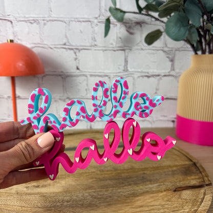 3D Schriftzug hallo im Leo-Look