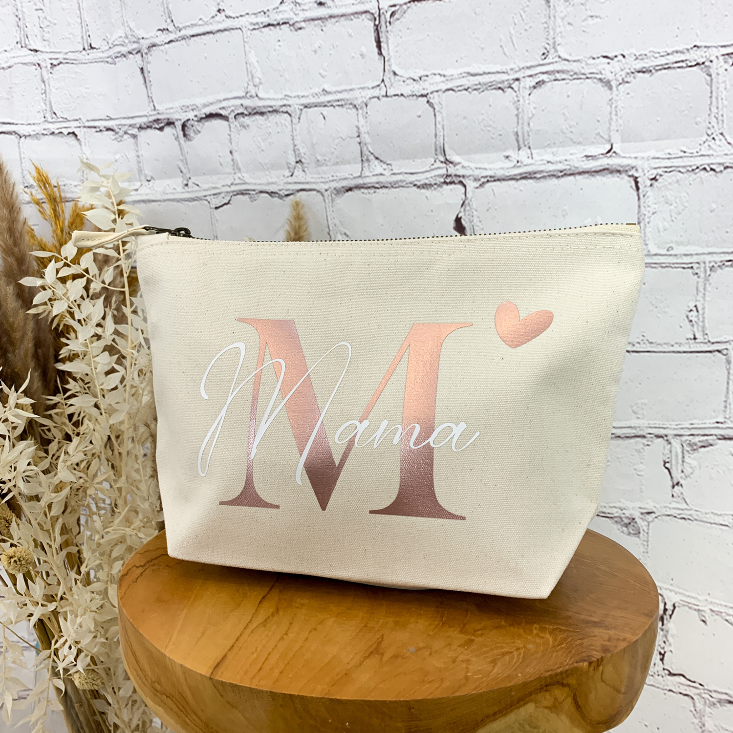 Canvas-Tasche „Mama“ in Natur mit Herz – personalisiertes Geschenk für Mütter, hochwertig und emotional gestaltet
