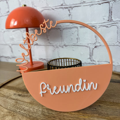 Muttertag Geschenke Mama – 3D Kranz apricot „Freundin" als Tischdeko im modernen Wohnstil