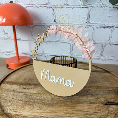 Muttertag Geschenke Mama – 3D Kranz beige mit Trockenblumen als Tischdeko, Lifestyle-Foto