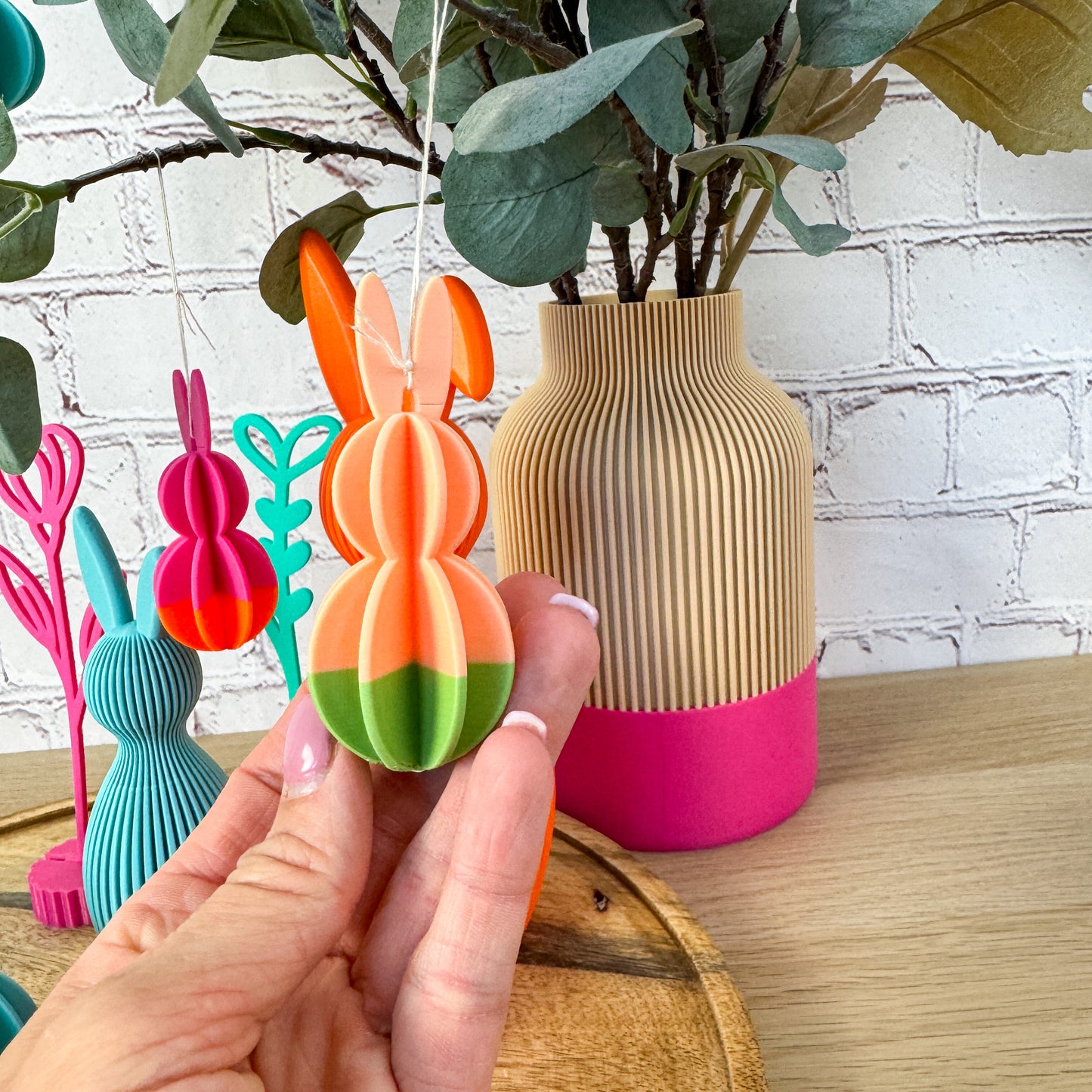 3D Hase zweifarbig zum Aufhängen