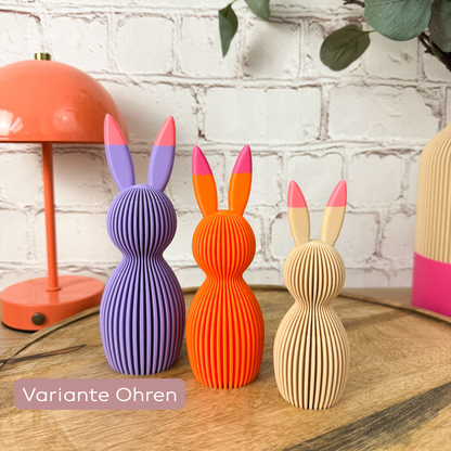 3D Osterhase „Geriffelt“ zweifarbig