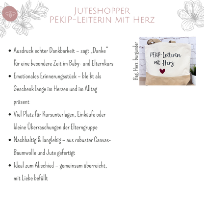 Produktvorteile PEKiP-Leiterin Tasche – Grafik mit Bulletpoints