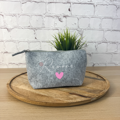 personalisierte Kosmetiktasche Filz mit Name