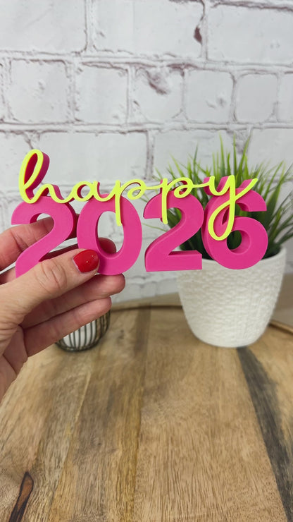 3D Schriftzug happy 2026 -Silvester Mitbringsel