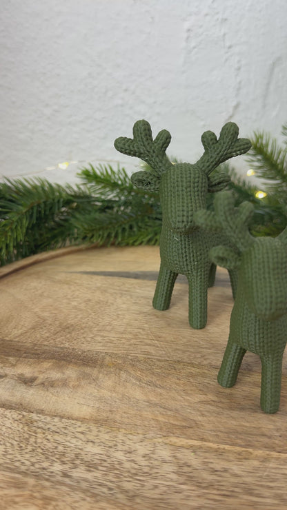 Rentier Figur, 3D-Dekofigur in Strickoptik aus PLA