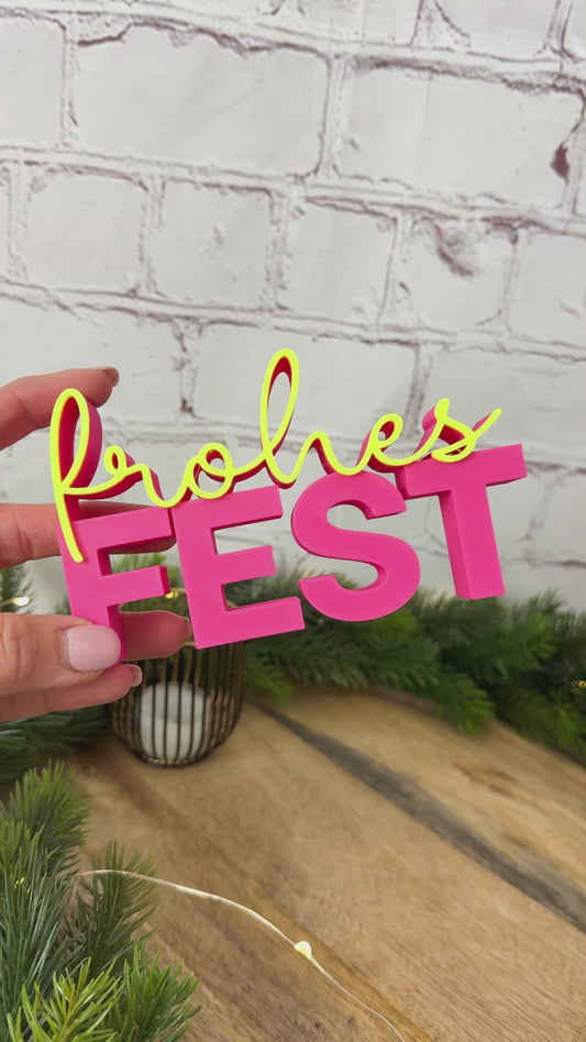 3D Schriftzug frohes Fest - Weihnachtsdeko modern