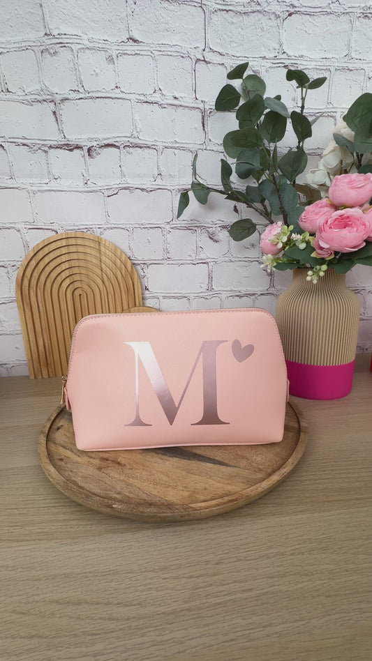 Kosmetiktasche aus PU-Leder in Rosa groß als Probedruck