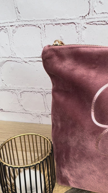 Kosmetiktasche mit Name aus Samt