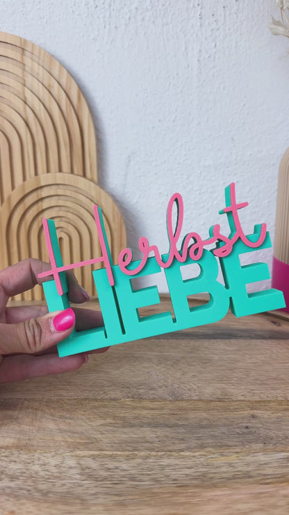 Herbst Liebe 3D Schriftzug