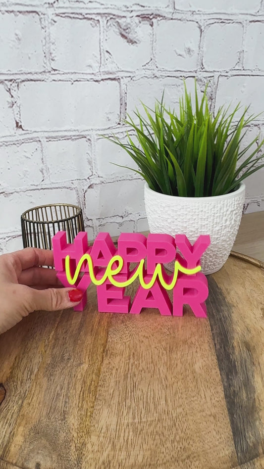 3D Schriftzug happy new year - Dekoration zu Silvester