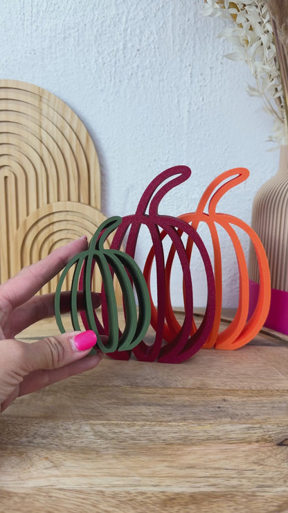Herbstdeko Kürbis flach, 3D-Aufsteller aus PLA