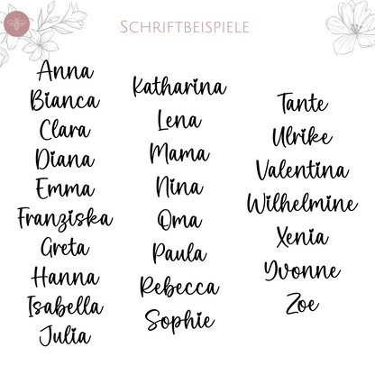 Beispiel-Schriftarten für Personalisierung – verschiedene Namen dargestellt