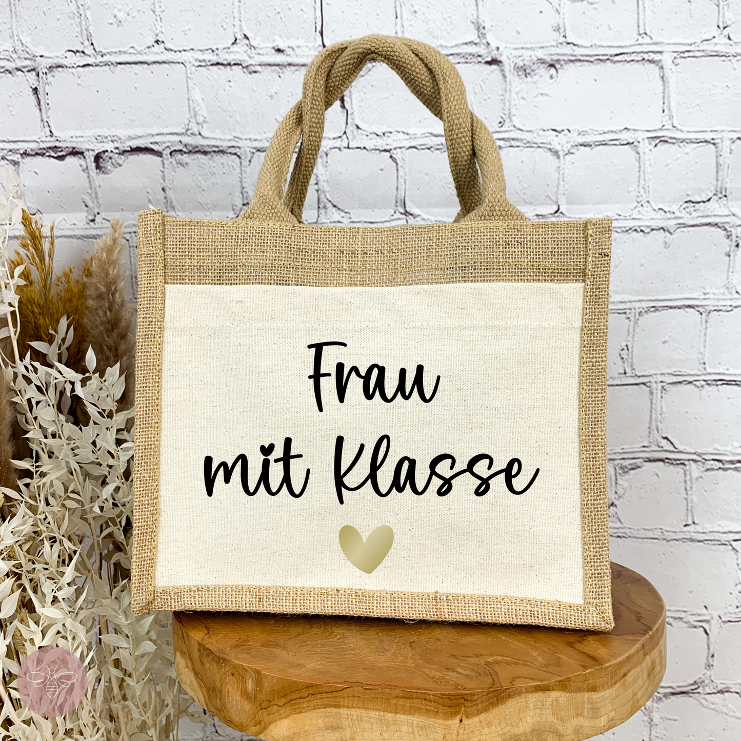 Jutetasche Frau mit Klasse