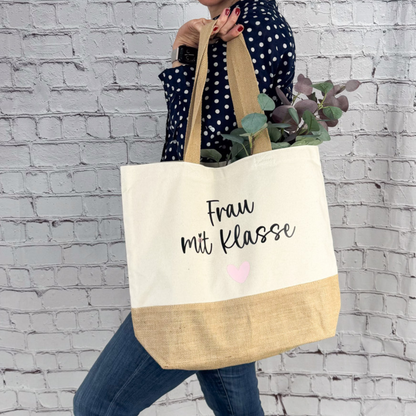 Shopper Tasche Frau mit Klasse - Abschiedsgeschenk für die Lehrerin