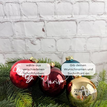 6cm & 8cm Weihnachtskugel personalisiert mit Name